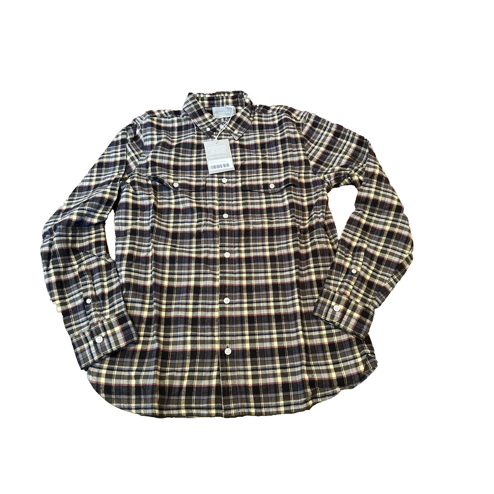 Everlane Men's Medium Brown Plaid Long Sleeve Button‎ Down Flannel Shirt NWT